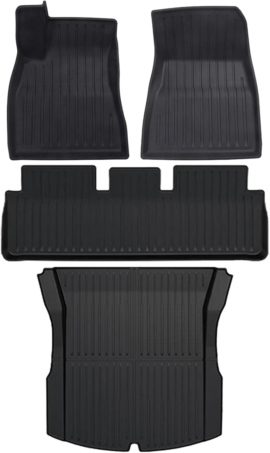 All Weather TPE Floor Mats & Cargo Liner Compatible for Tesla Model 3 Highland 2024, Waterproof Anti-Slip Trunk Mats TPE Foot Pads(4PCS Set)