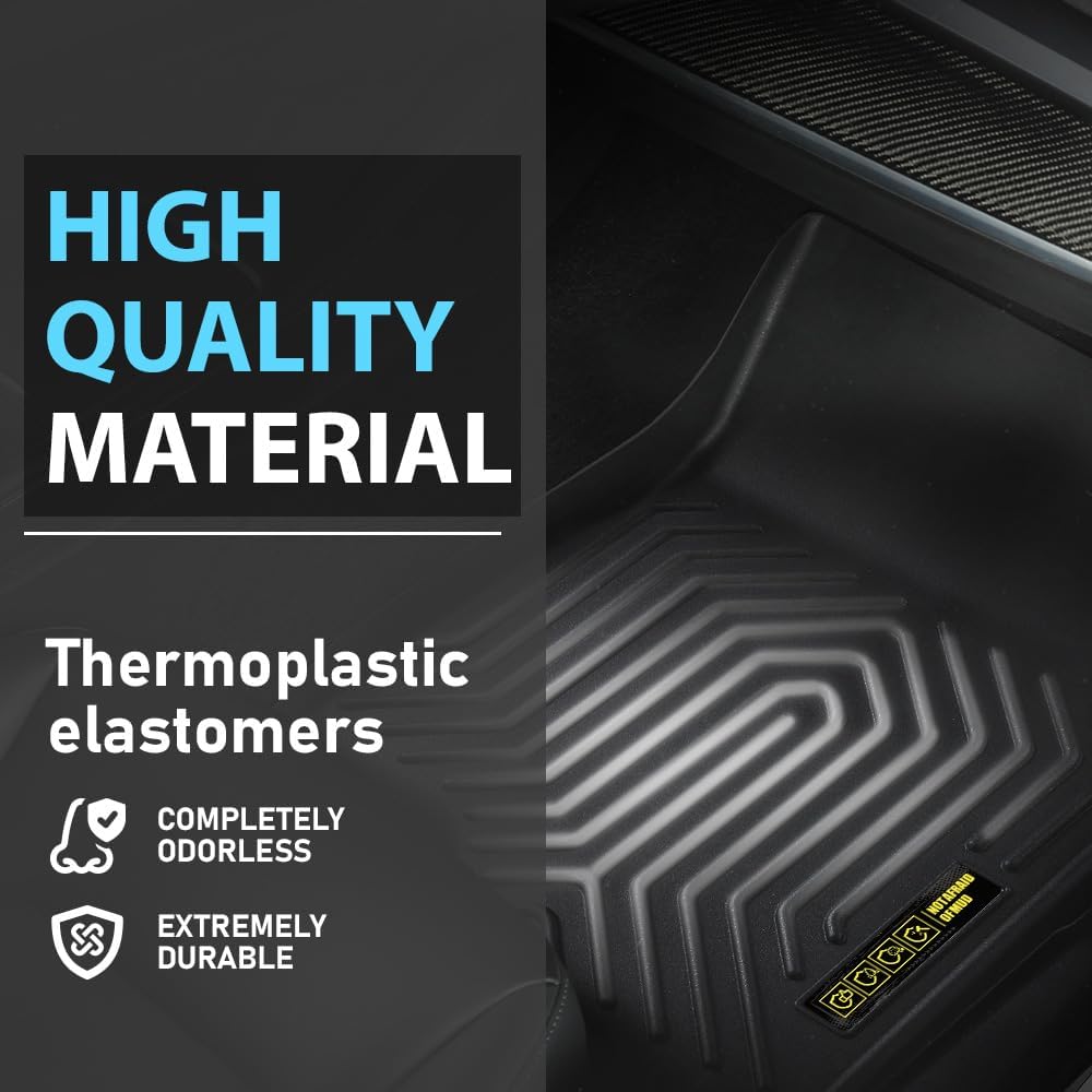ALLGOOD TPE All Weather Car Floor Mats Fit VW Atlas 7 Passenger 2018-2026 5PCS 1st & 2nd & 3rd Row Floor Liners for Car Black