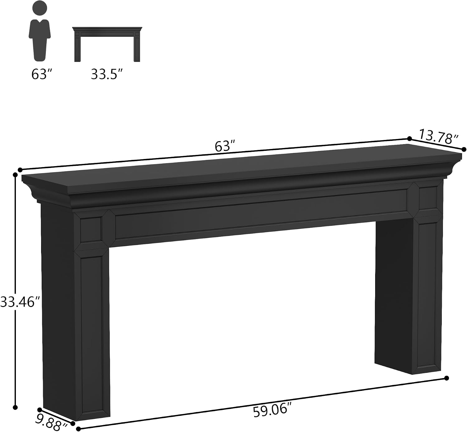 Loomie 63' Long Console Tables for Entryway, Modern Rectangular Sofa Table Behind the Couch, Narrow Long Entry Accent Table for Living Room, Entrance, Hallway, Foyer (Black)