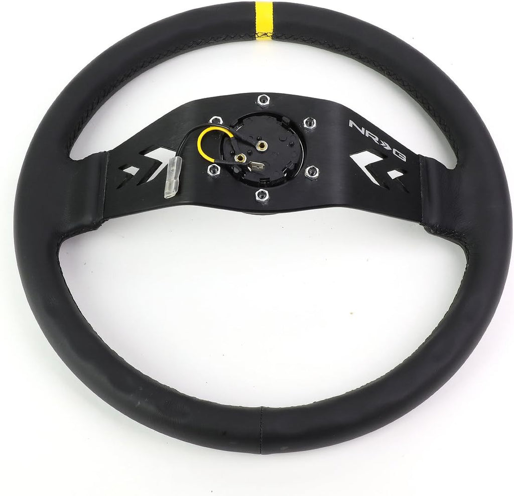 NRG Innovations RST-022R-Y 6-Bolt Spoke Race Steering Wheel + Horn Button
