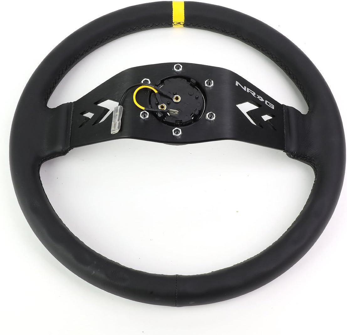 NRG Innovations RST-022R-Y 6-Bolt Spoke Race Steering Wheel + Horn Button