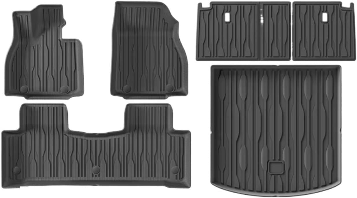 Compatible with BYD Sealion 7 2024 2025 TPE Floor Mats and Cargo Liners, All Weather WP RHD&LHD Backrest Mats Trunk Mats(Black one Set)