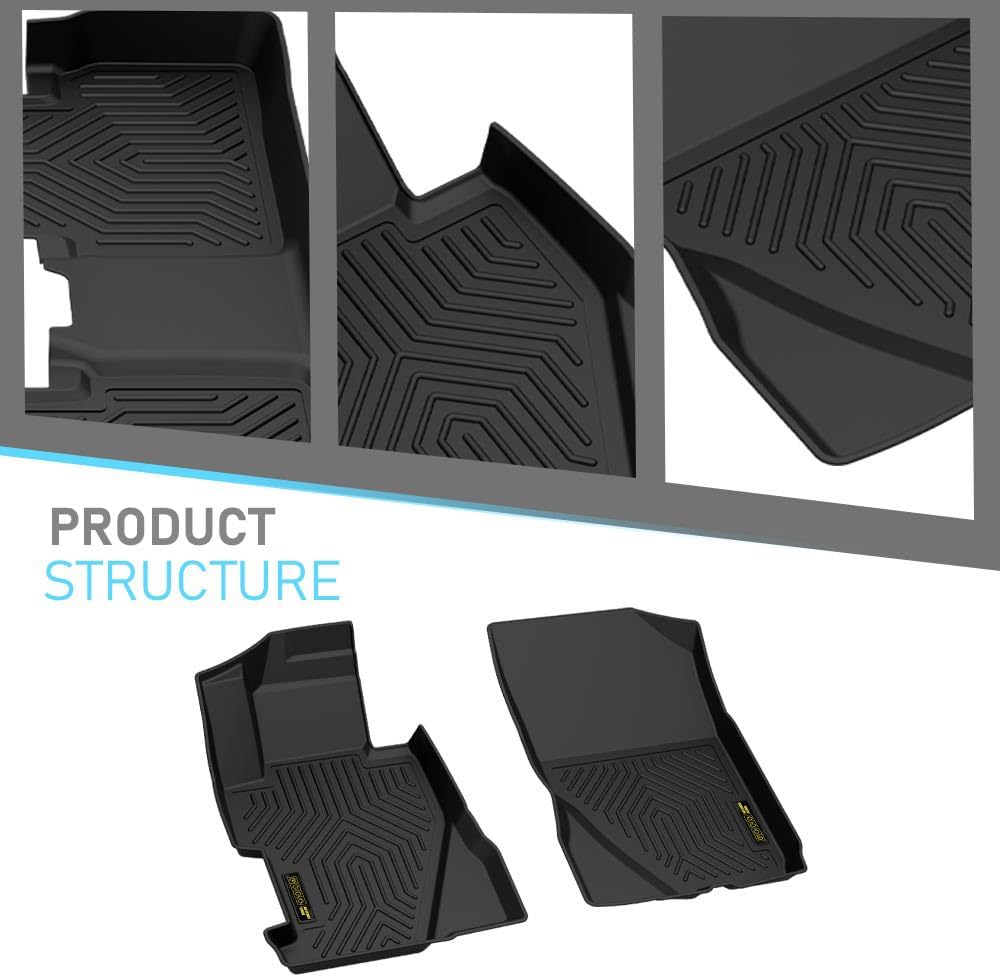 ALLGOOD TPE 3PCS All Weather Car Floor Mats Compatible with Honda Civic Sedan 4-Door 2006-2011 Floor Liners for Car 1st & 2nd Row Black