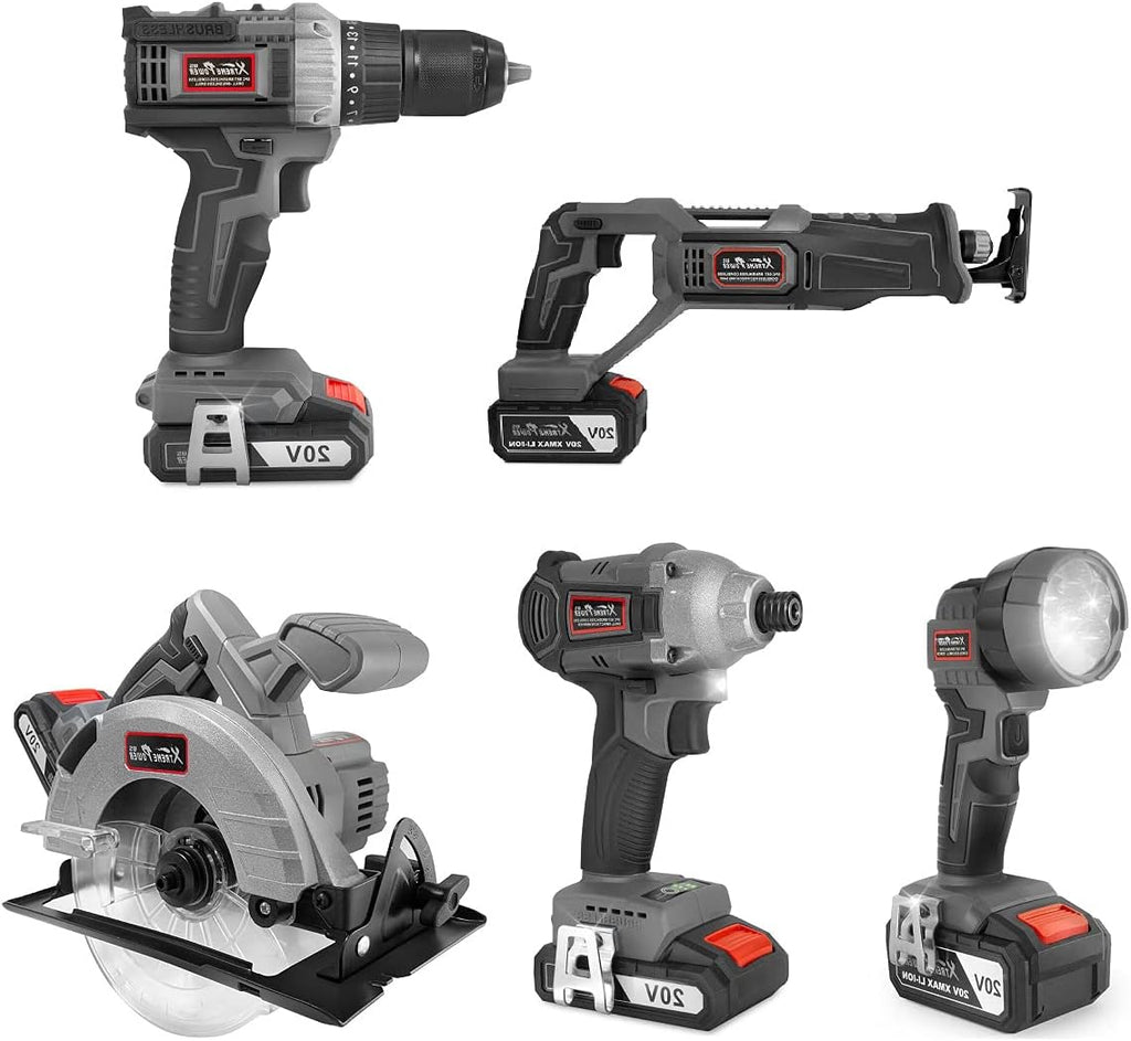 20V Li-Ion 5 Tool Combo Cordless (2 Ah / 4 Ah) with 2-Batteries,Jikkolumlukka