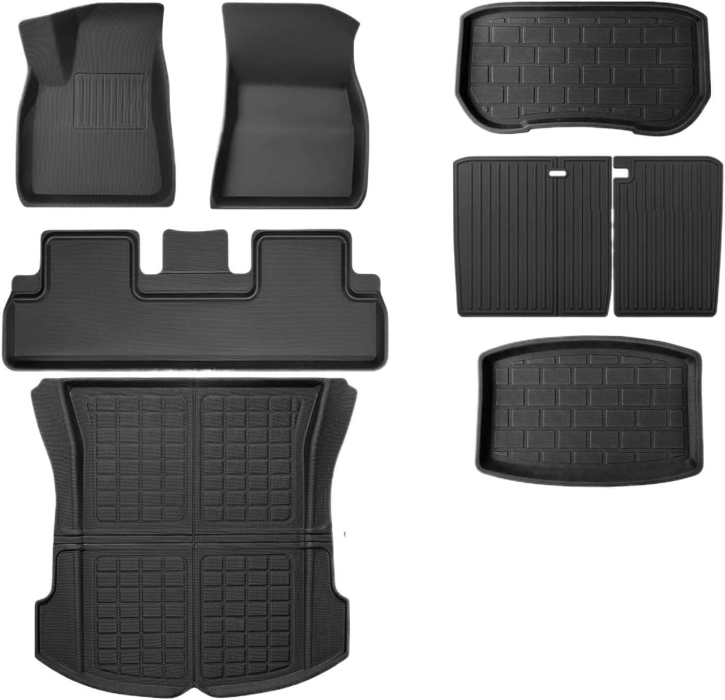 Compatible with Tesla Model 3 Highland 2024 XPE Floor Mats, All Weather 3D Waterproof Scratch Trunk Mat Cargo Liner Backrest Mats(8PCS LHD Floor Mats)