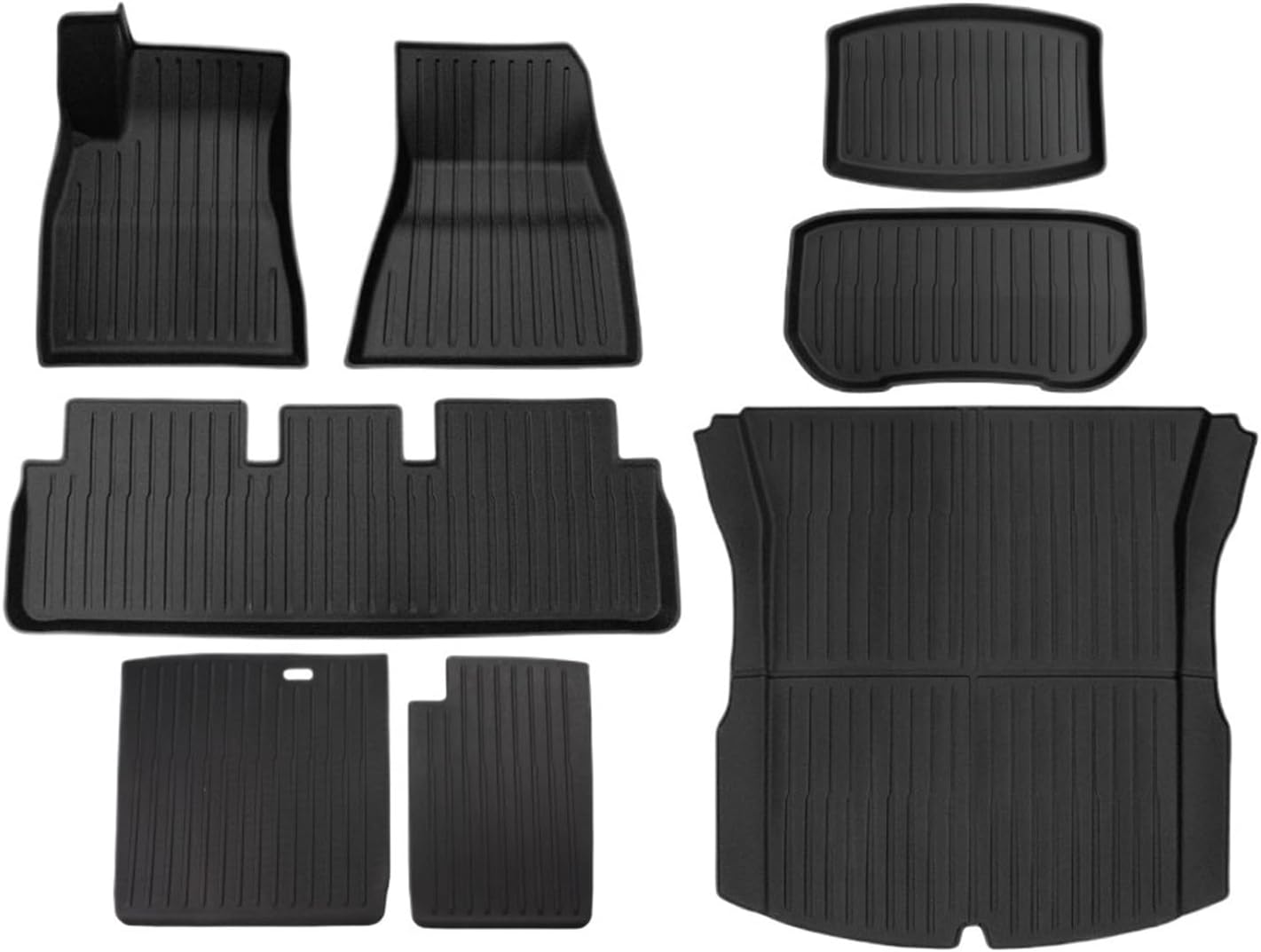 Auto Parts Compatible with Tesla Model 3 2024 Highland Floor Mats Cargo Liner Waterproof Anti-Slip Trunk Mat TPE Pads Left/Right Hand Rubber(Left Rudder 8pcs)