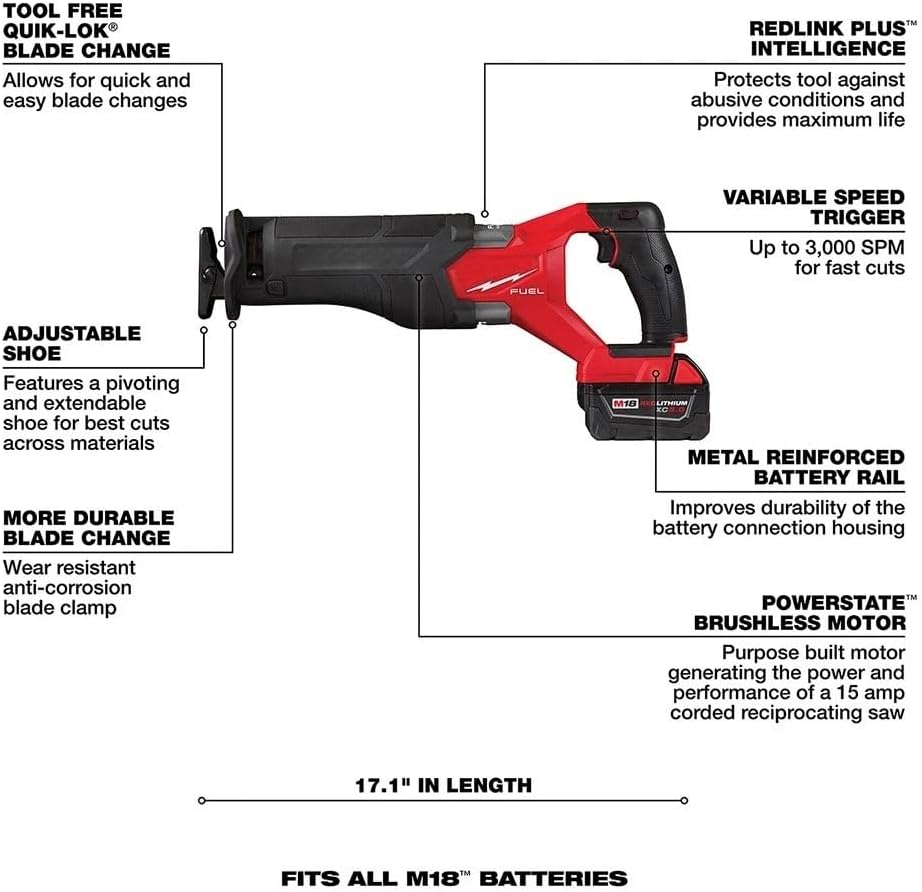 NEW 2821-21 Cordless Reciprocating Saw for Milwaukee M18 FUEL 18V Recip Saw Kit