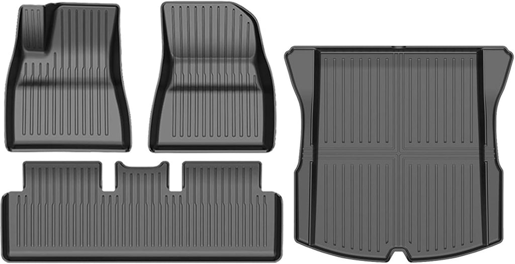 for Tesla Model 3 Highland 2024 TPE Floor Mats,All Weather Waterproof Anti-Slip Front Rear Cargo Liner Trunk Mat(Left Rudder 4pcs)