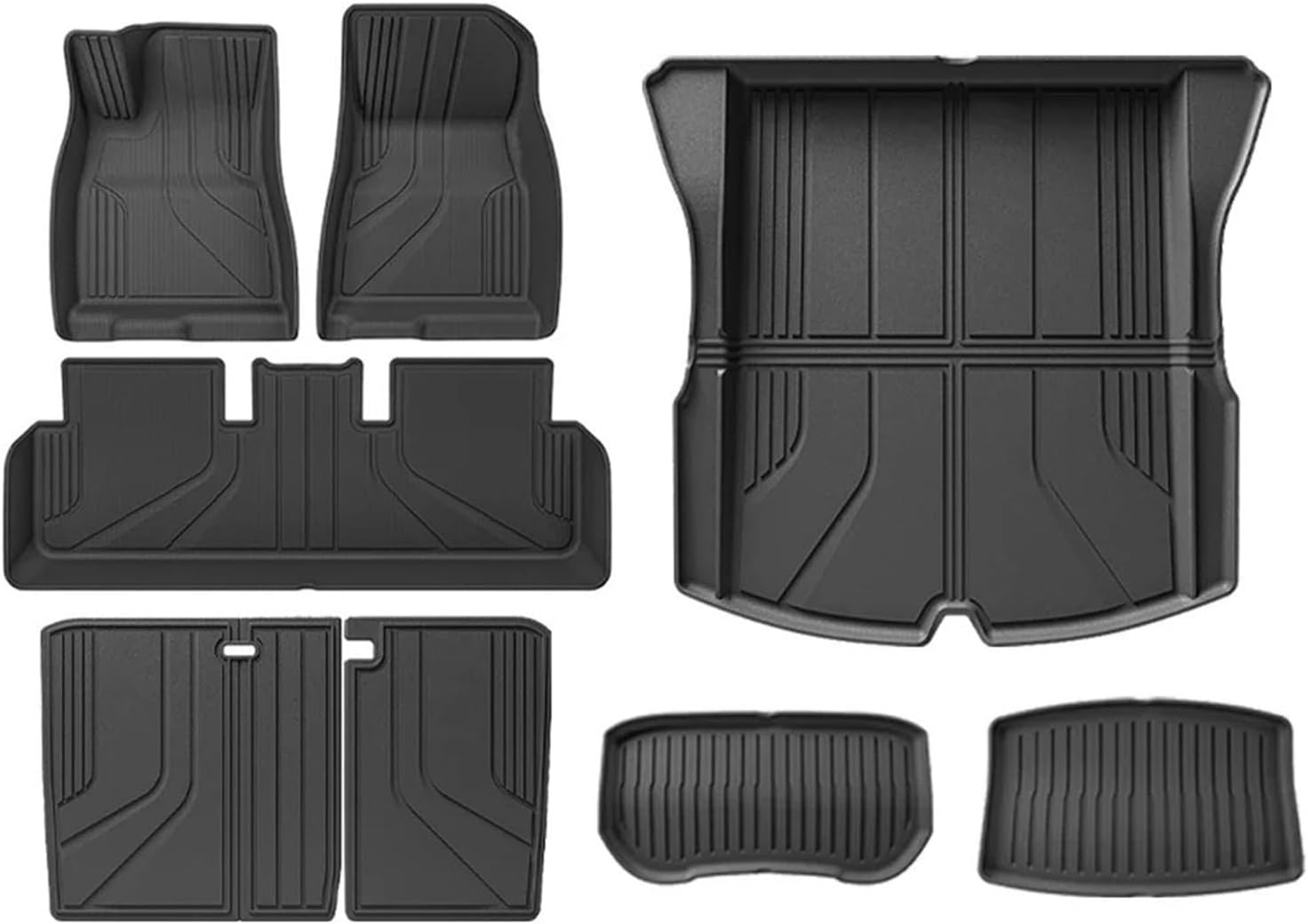 Floor Mats | Compatible with Tesla Model 3 Highland 2025 TPE All Weather Cargo Liner Water Resistant Single Double Layer Mats Accessories(SN-M3H FL 8PCS LHD)