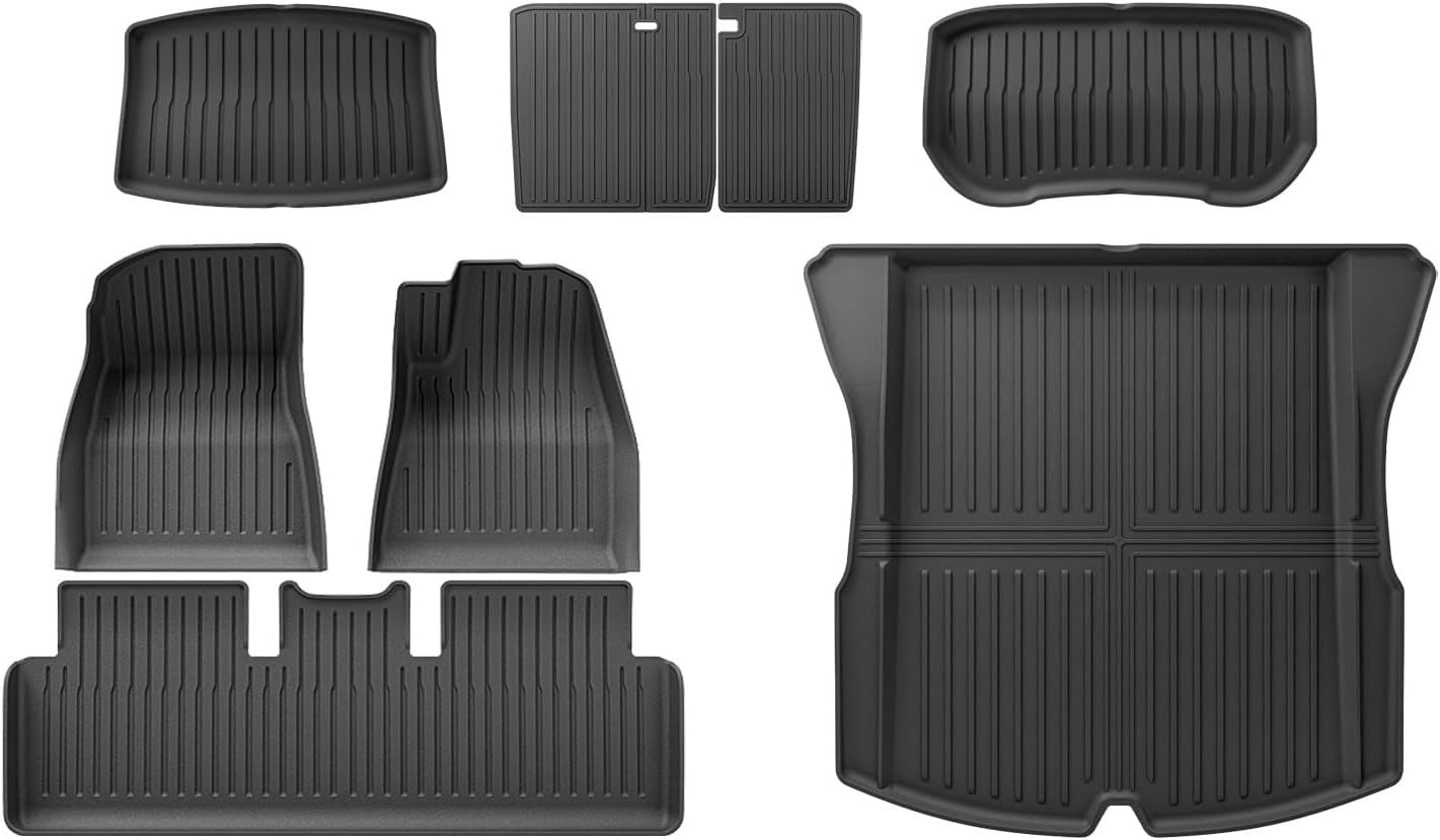 Compatible with Tesla Model 3 Highland 2024 TPE Floor Mats Cargo Liners All Weather Waterproof Trunk Mats Left Right Hand Drive(8PCS RHD)