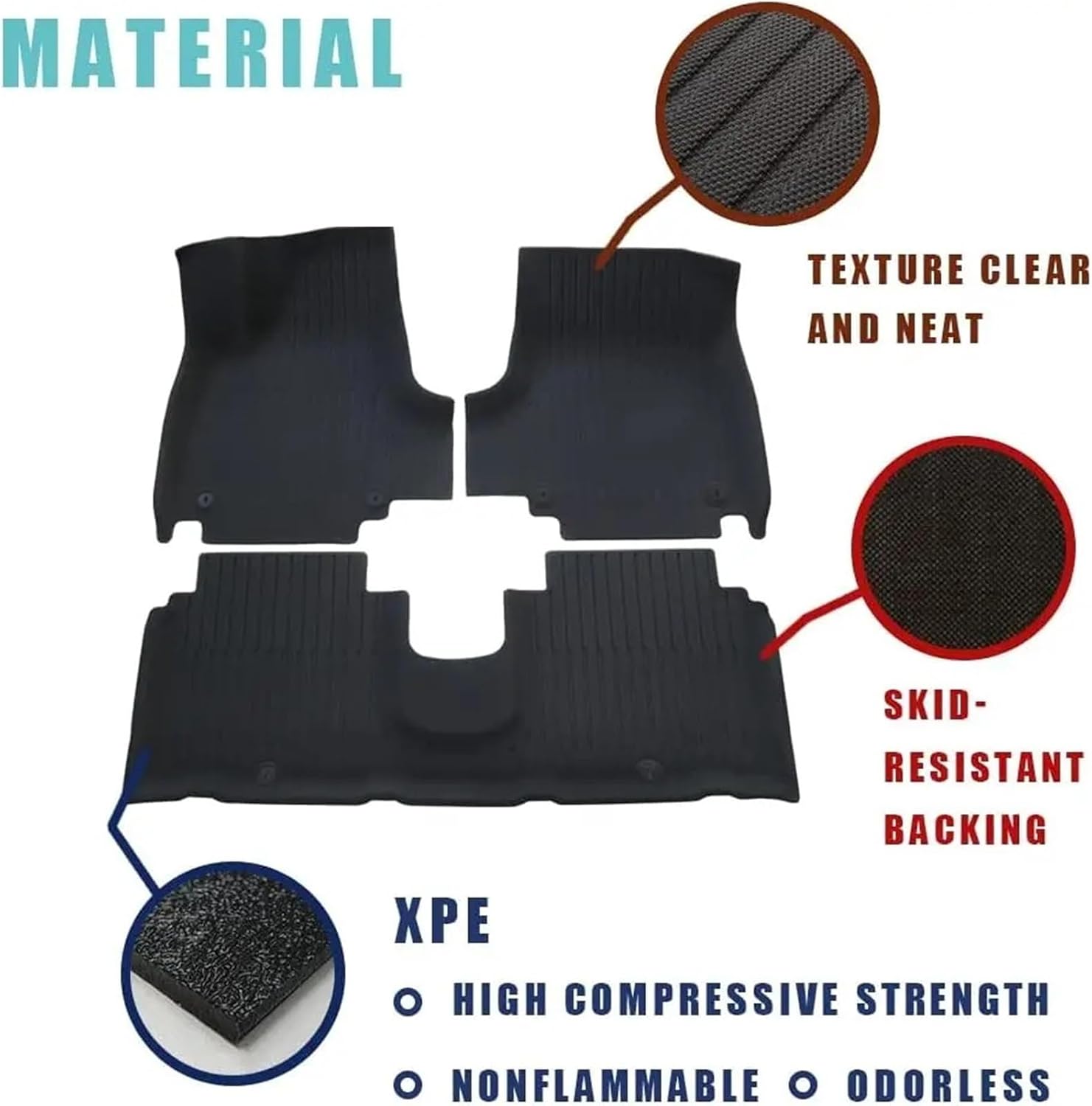 All Weather XPE Floor Mat Cargo Liner for Hyundai Ioniq 5 2021-2024 Rear Tray Trunk Back Seat Cover LHD(Black,Slide)