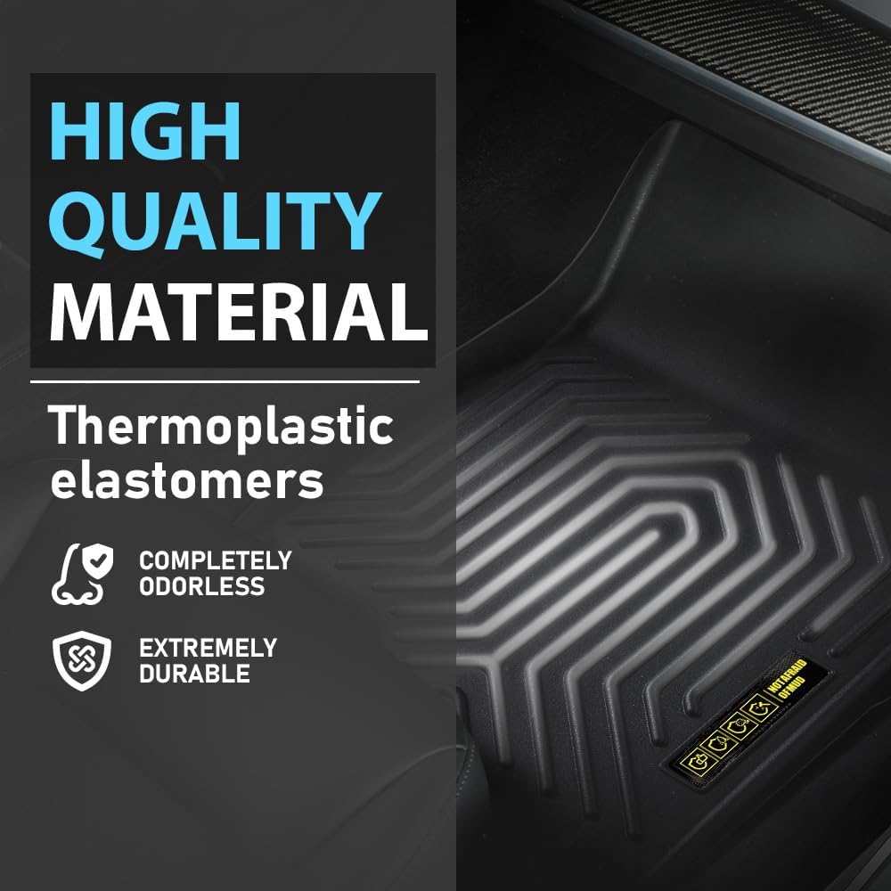 ALLGOOD TPE All Weather Car Floor Mats Compatible with Ford F250 F350 Super Duty Super Cab 1999-2007 3PCS 1st & 2nd Row Floor Liners for Car Black