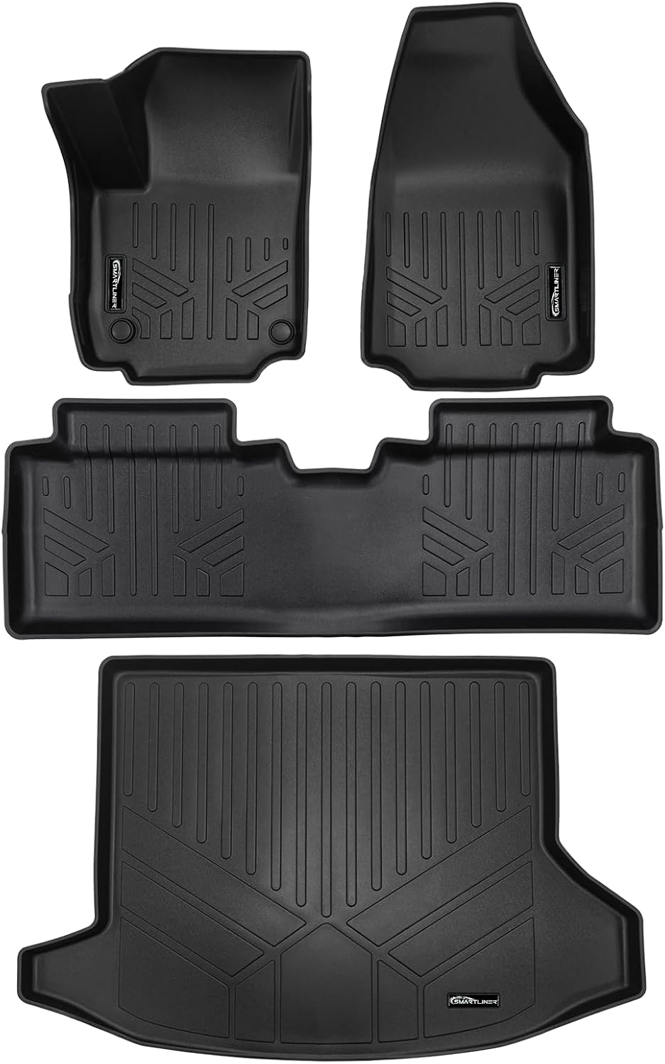 SMARTLINER Custom Fit All Weather Protection Black 2 Row Floor Liners & Cargo Liner Behind The 2nd Row Seats Compatible with 2025-2026 GMC Terrain (NOT Denali) / Chevrolet Equinox (Fits All Models)