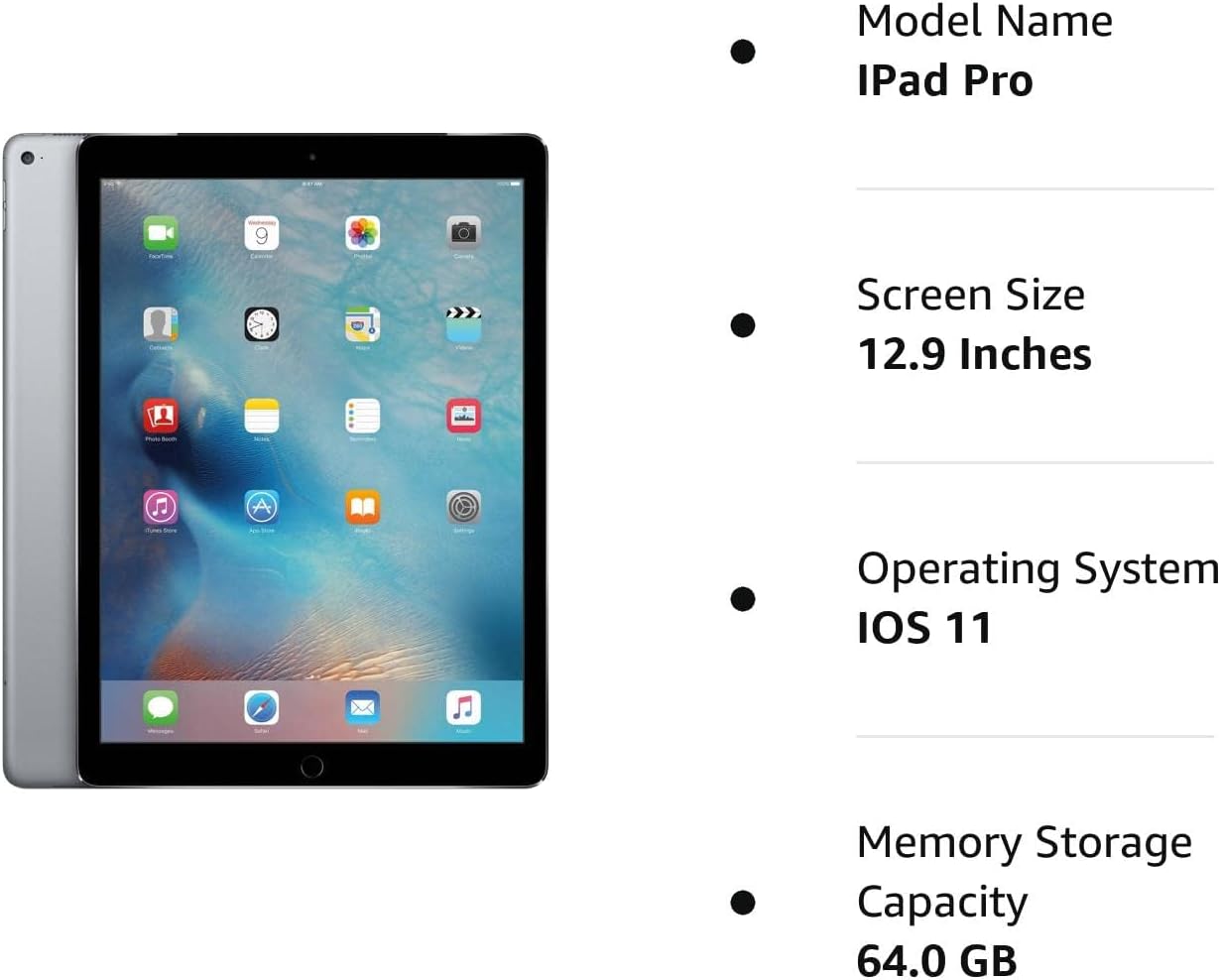 Apple 2017 Apple iPad Pro 2nd Gen, 12.9-inch, Wi-Fi, 256GB Space Gray (Renewed)