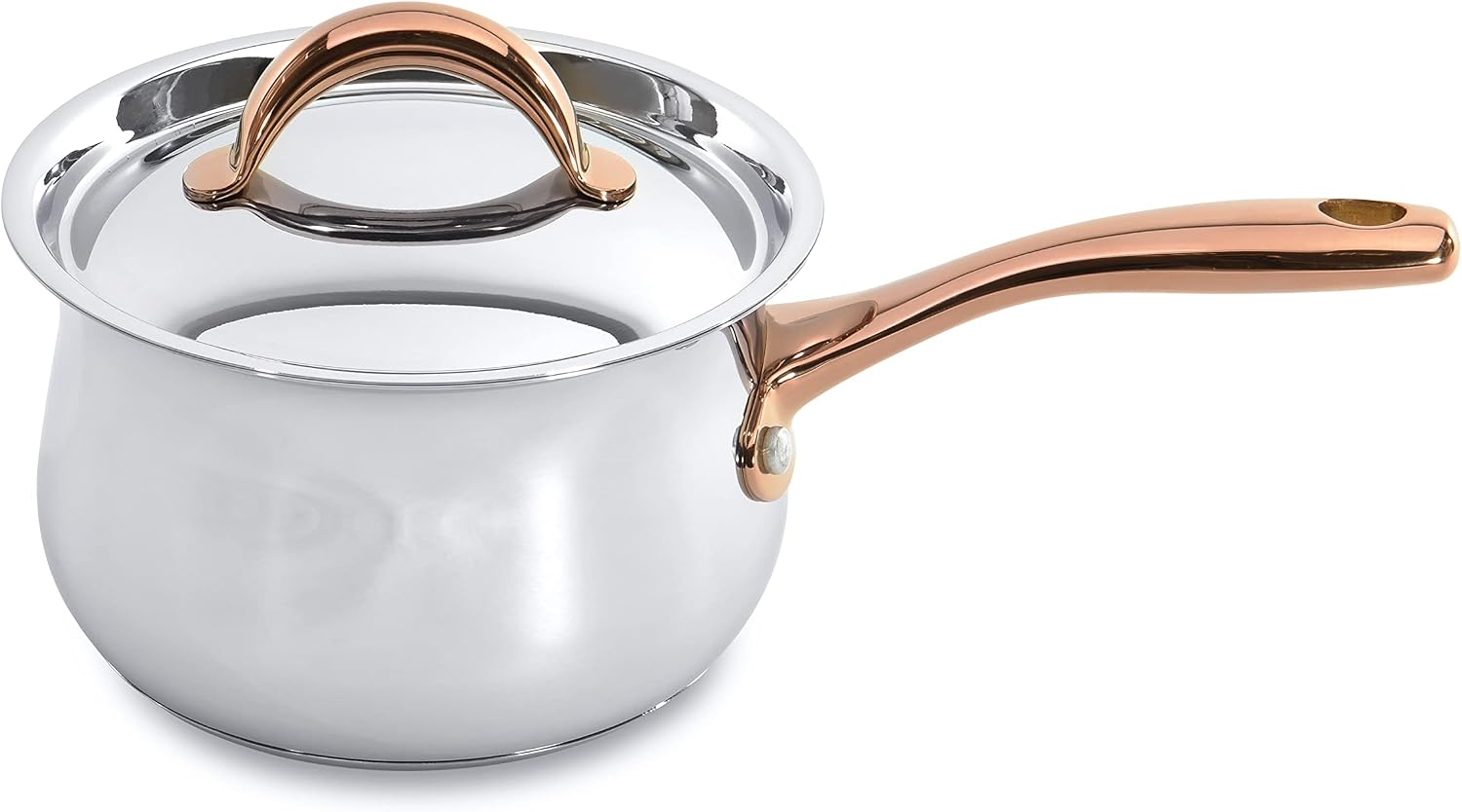 BergHOFF Ouro Gold 18/10 Stainless Steel 17Pc Cookware Set With Lids, 11Pc Induction Pots and Pans and 6Pc Bamboo Cooking Utensils Set PFOA-free, Rose Gold Handles