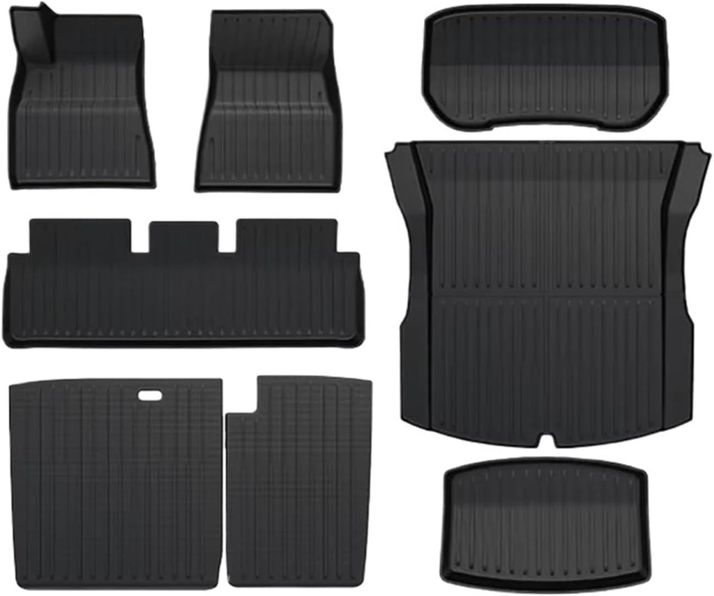TPE Floor Mats Compatible with Tesla Model 3 2024 Highland Cargo Liner Waterproof Anti-Slip Trunk Mat Pads Model 3 2024 Highland Accessories(8pcs LHD)