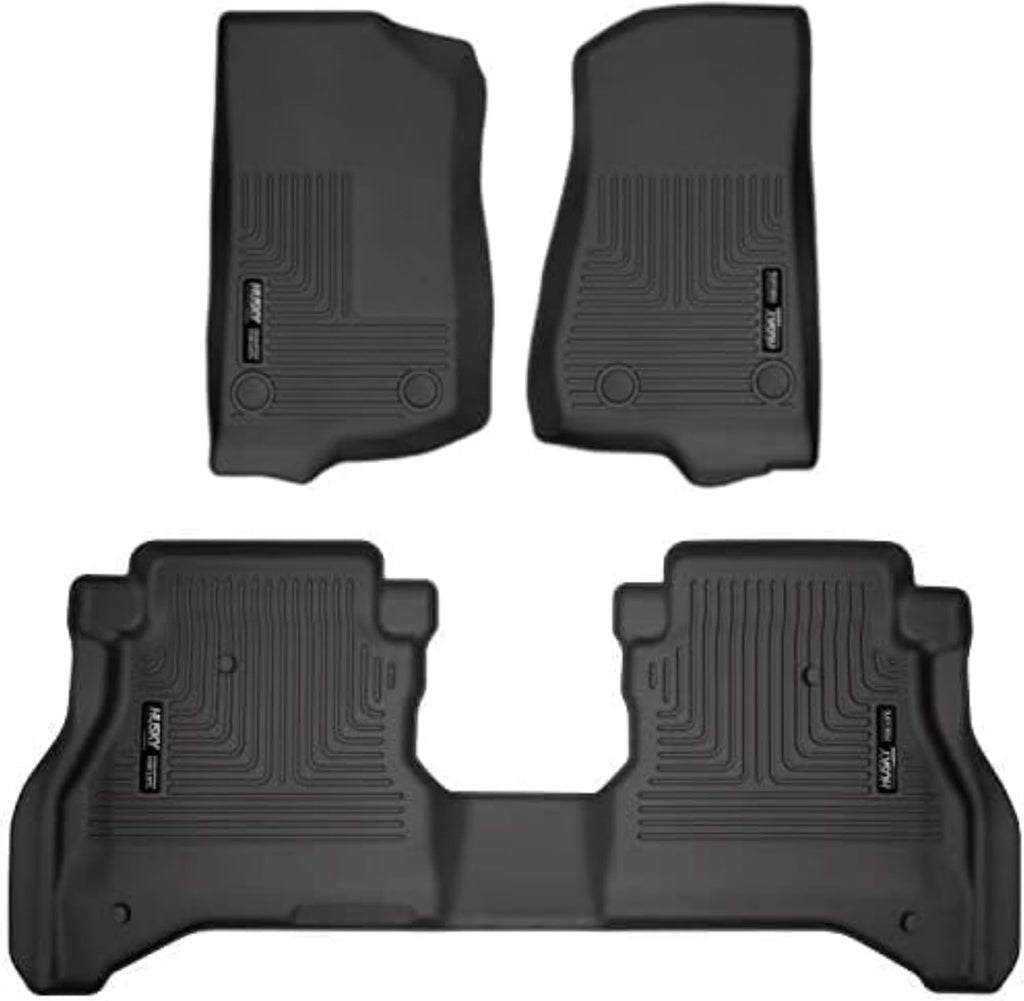 Husky Liners Weatherbeater Floor Mats | Fits 2020-2024 Jeep Gladiator | Front & 2nd Row, 3-pc. Black