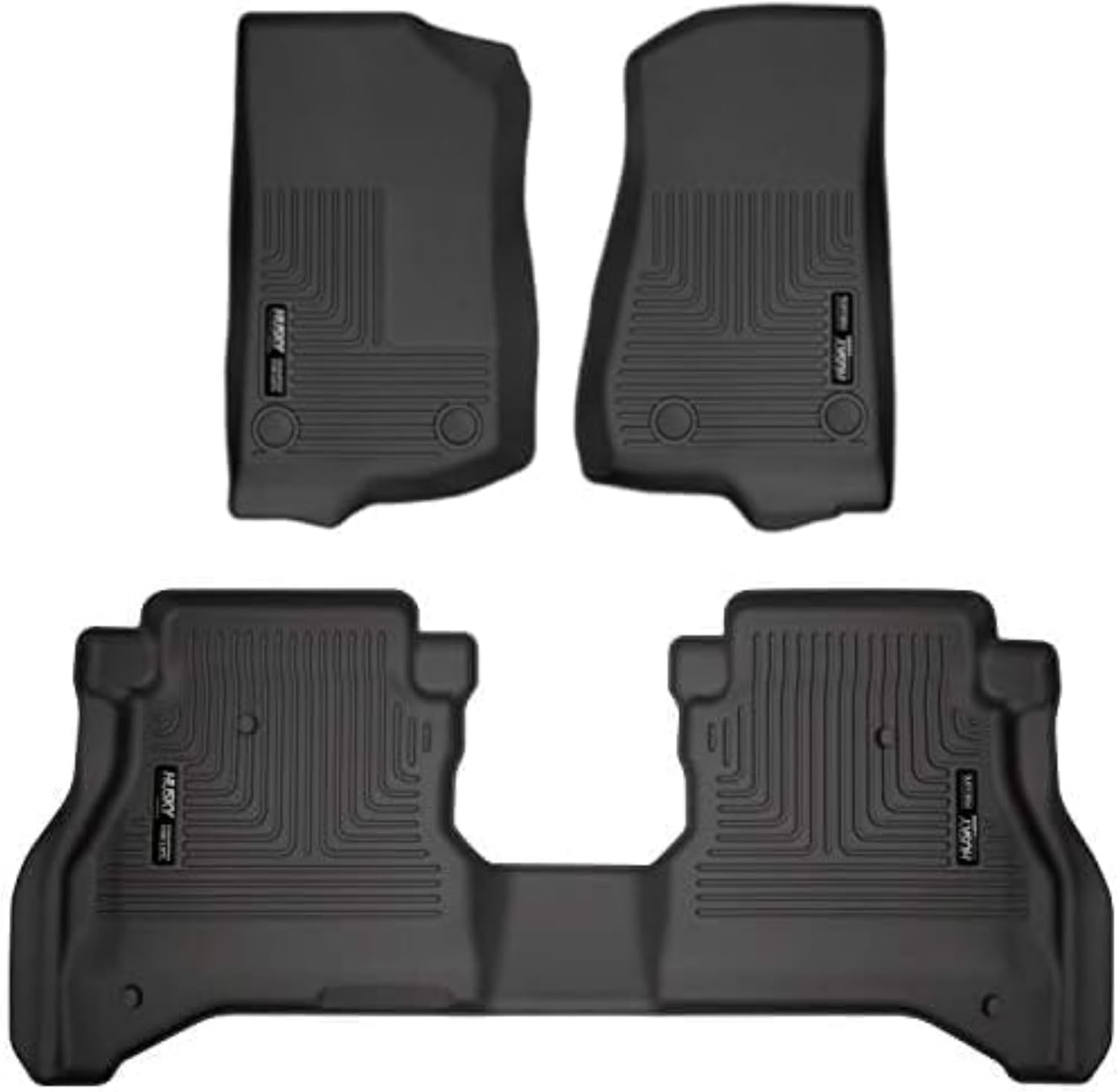 Husky Liners Weatherbeater Floor Mats | Fits 2020-2024 Jeep Gladiator | Front & 2nd Row, 3-pc. Black
