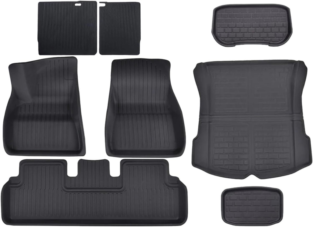 3D Floor Mats Compatible with Tesla Model 3 Highland 2024, All Weather WP LHD XPE Front Rear Trunk Cargo Liner Mat Accessories(3PCS Trunk Mats)
