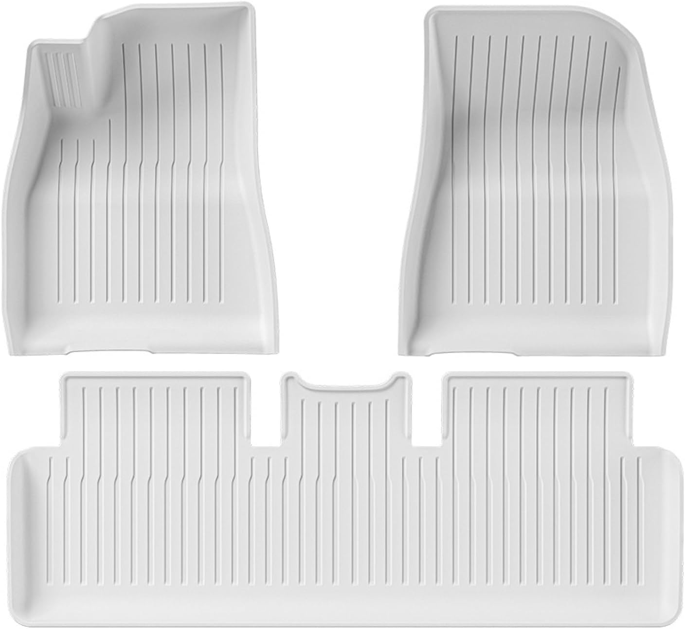 Floor Mats for Tesla 2024-2026 Model 3 5-Seat Floor Mats All Weather Durable TPE Anti-Slip Car Floor Liner Waterproof Custom Fit (White, Model 3)