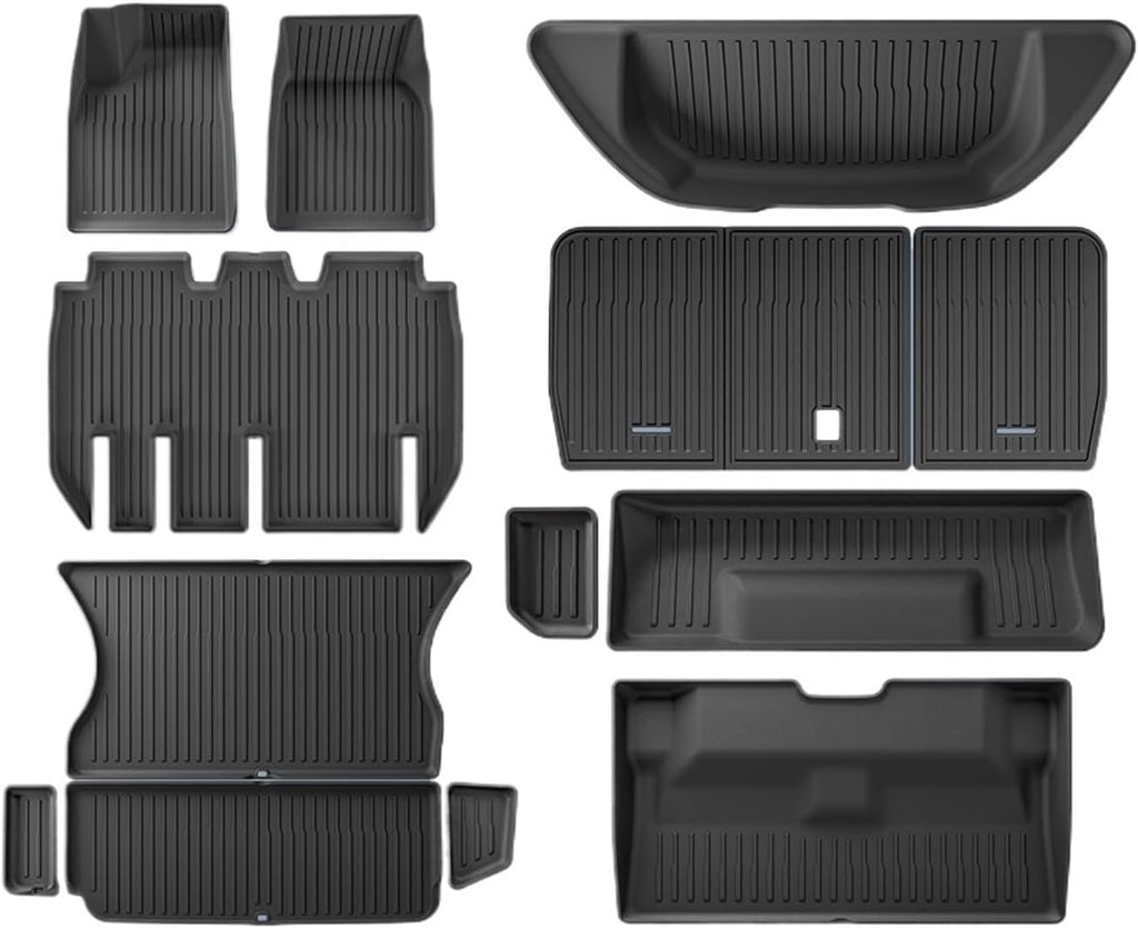 Compatible for Tesla Model X 2023 2024 TPE 3D Car Floor Mats Cargo Liner Trunk Pad Waterproof Protective Left Rudder(NEW 5MODELX6PCS)