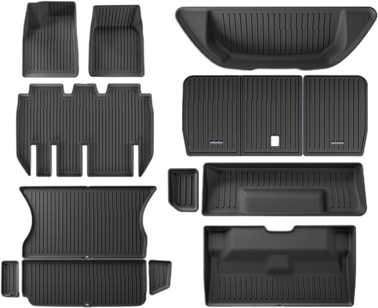 Compatible for Tesla Model X 2023 2024 TPE 3D Car Floor Mats Cargo Liner Trunk Pad Waterproof Protective Left Rudder(NEW 5MODELX6PCS)
