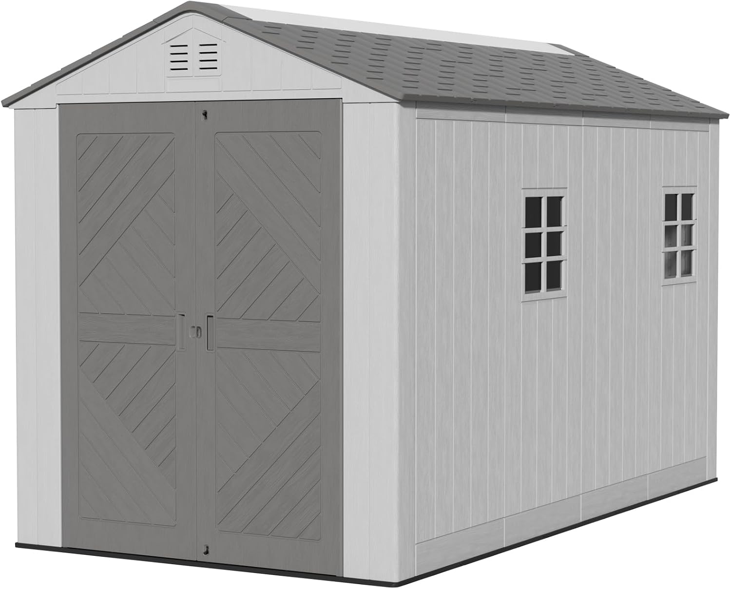 Mrosaa 6x11 FT Storage Shed with Floor,HDPE Resin Outdoor Storage Shed Weather Resistant,Lockable Garden Sheds with Windows for Home/Garden Tools/Backyard/Lawn Mower/Bike Storage(Gray)