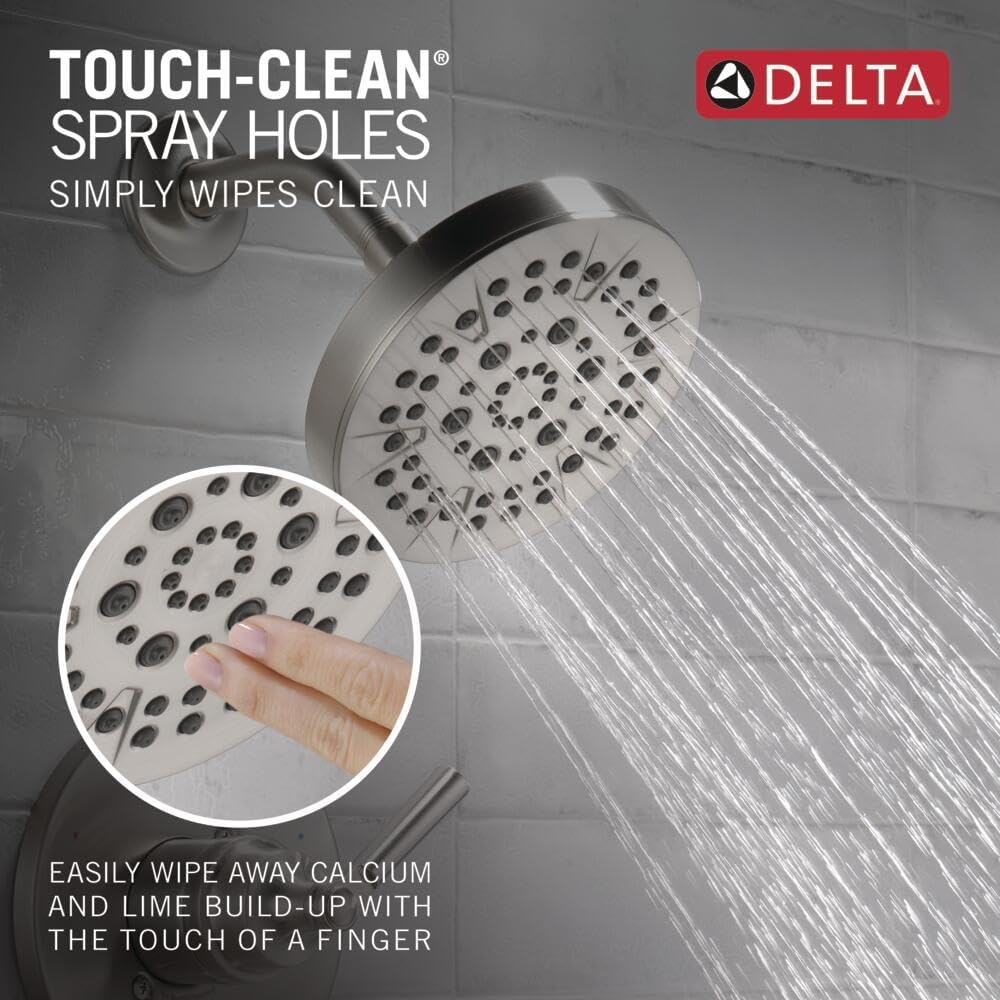 Delta Faucet Saylor 14 Series Brushed Nickel Tub and Shower Faucet Combo, Bathtub and Shower System, Shower Trim Kit, Bathtub Faucet Set, Shower Tub Faucet, Stainless T14435-SS (Valve Not Included)