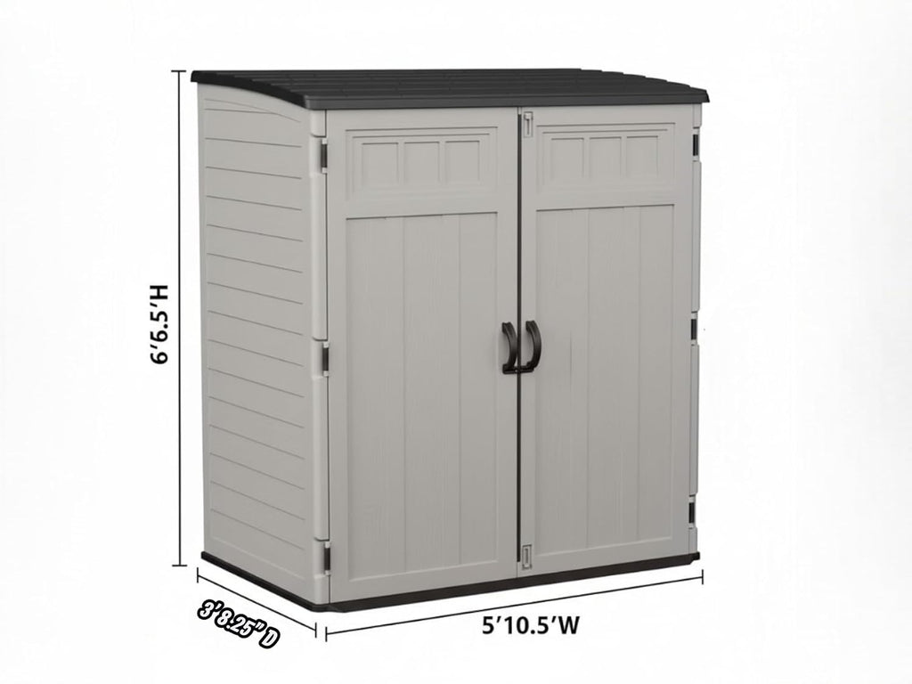 Outdoor Storage Shed, Extra Large Vertical, 6' x 4' (Beige)