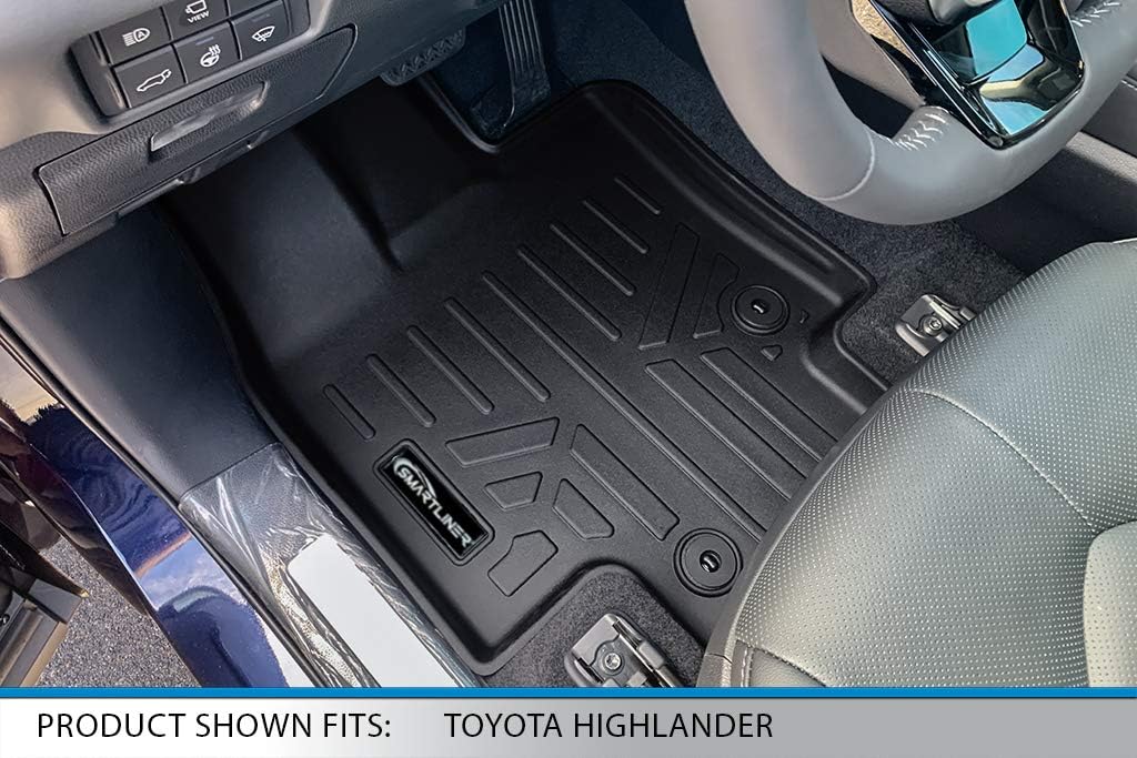 SMARTLINER Floor Mats 2 Rows & Cargo Liner Behind 3rd Row Set Compatible with 2020-2025 Toyota Highlander