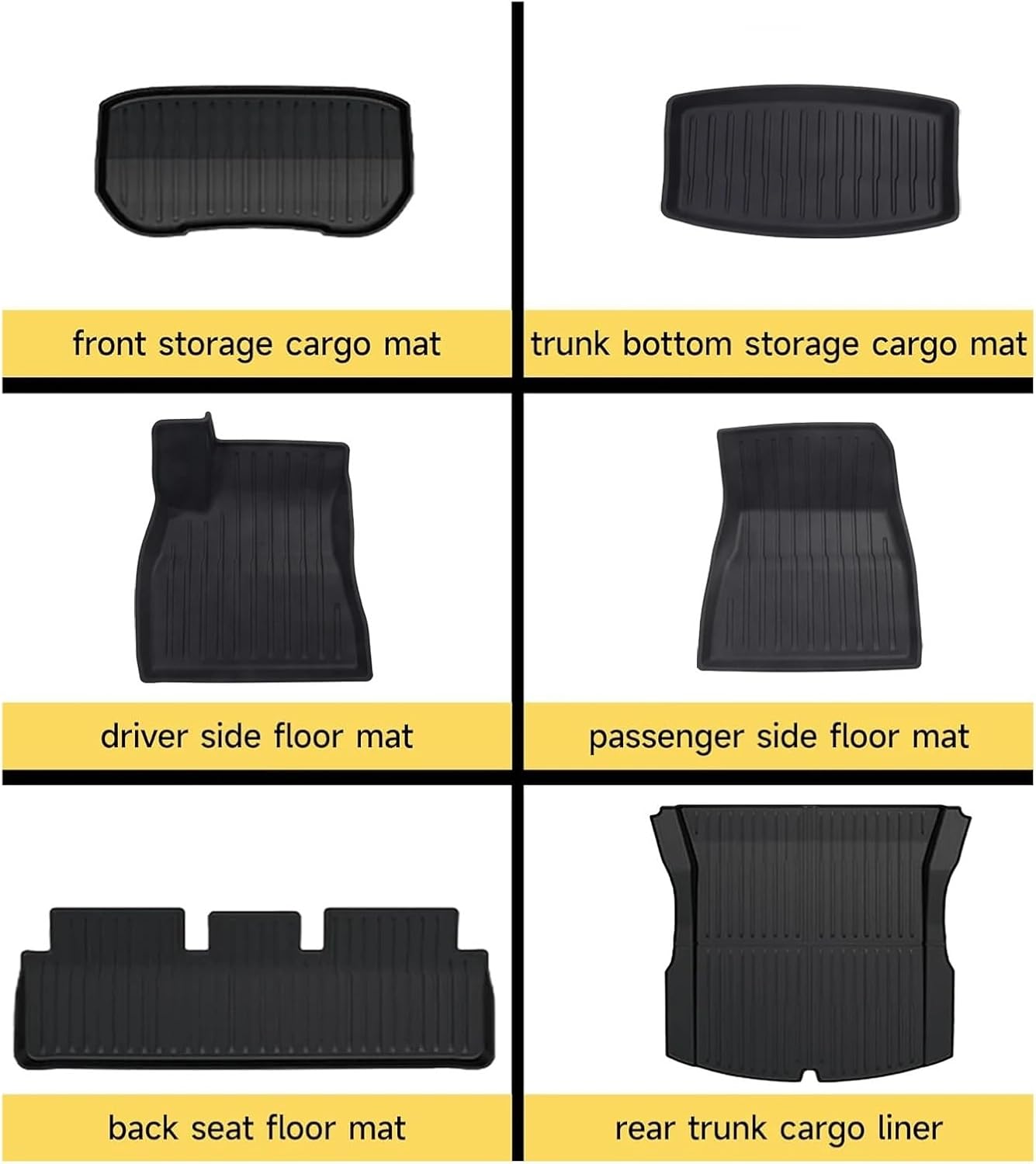 TPE Floor Mats & Cargo Liner Compatible with Tesla Model 3 Highland 2024, All Weather Waterproof Anti-Slip Trunk Mats TPE Floor Liners(4PCS RHD)