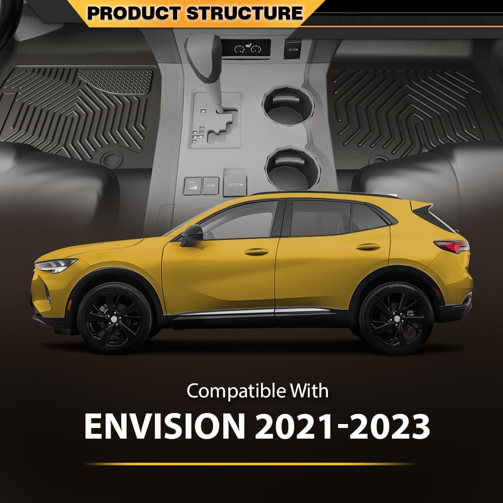Floor Mats & Cargo Liners Fit Buick Envision 2021 2022 2023 All Weather Protection TPE Floor Liners 1st & 2nd Row Black, alfombras para carro