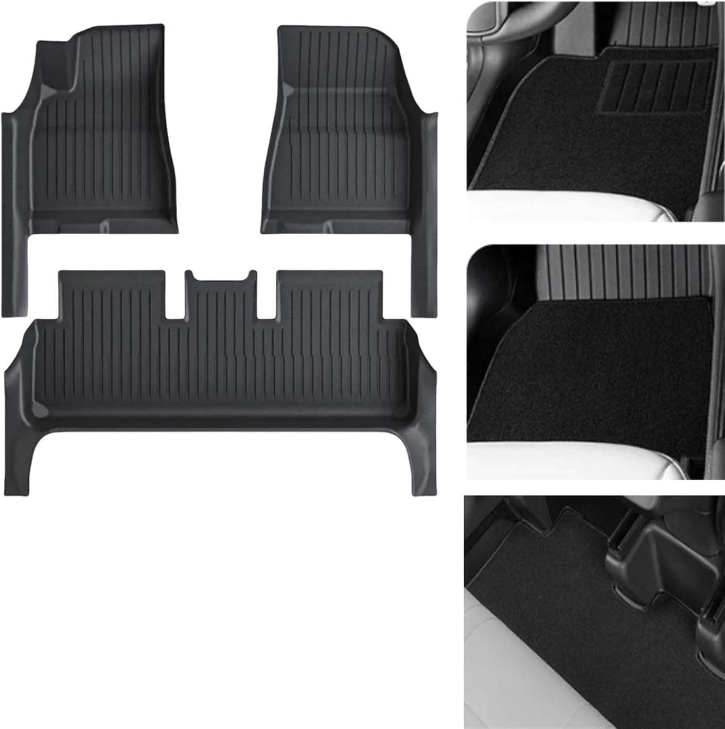 Compatible with Tesla Model 3 Highland 2024 TPE Floor Mats,with Door Sill Protector Full Cover All Weather Cargo Liners Accessories(6PCS Floor Mats)