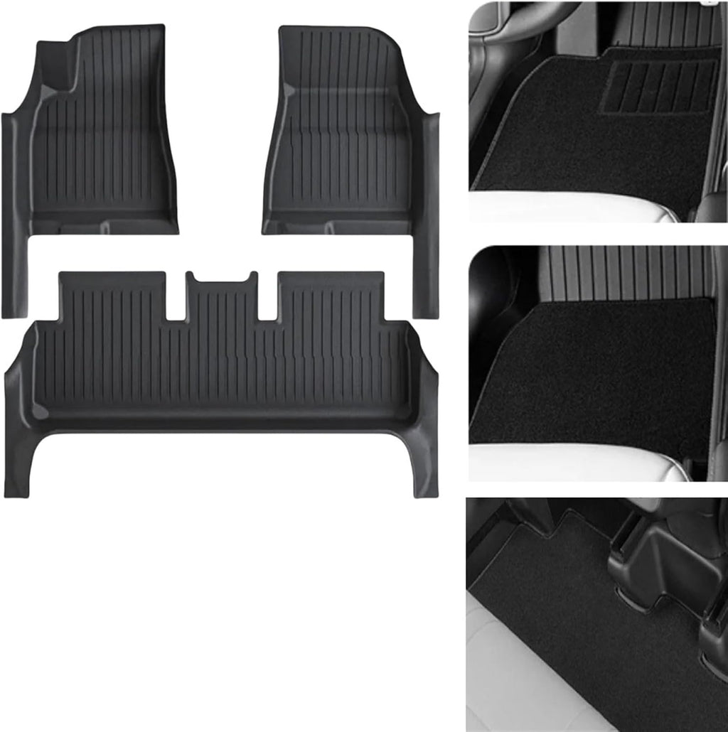 Compatible with Tesla Model 3 Highland 2024 TPE Floor Mats,with Door Sill Protector Full Cover All Weather Cargo Liners Accessories(3PCS Floor Mats)
