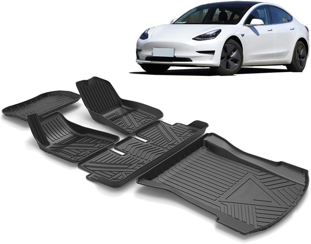 Car Floor Mats TPE Foot Mats Cargo Liner Pad Trunk Tray Accessories Compatible with Tesla Model 3 2017-2022