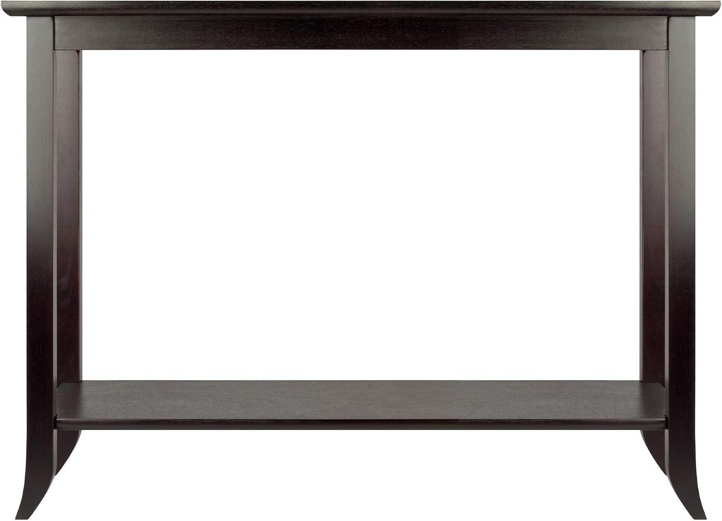 Winsome Genoa Console Table with Glass Top and Shelf in Espresso, Thin Entryway Table for Hallway, Living Room, Elegant Furniture for Any Home Decor
