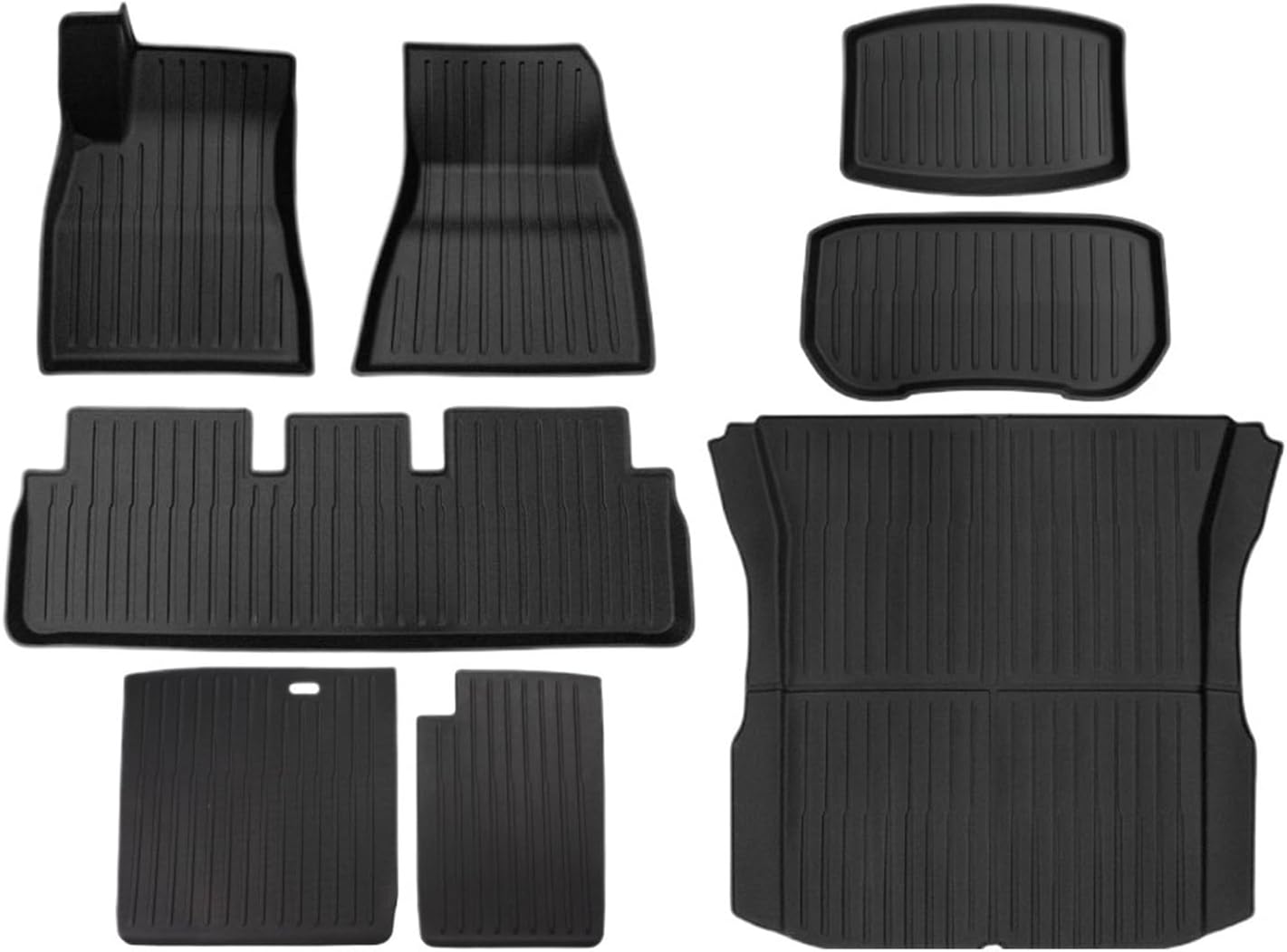 Compatible with Tesla Model 3 2024 Highland Floor Mats Cargo Liner Waterproof Anti-Slip Trunk Mat TPE Pads Left Right Rubber Accessories(LHD 8pcs)