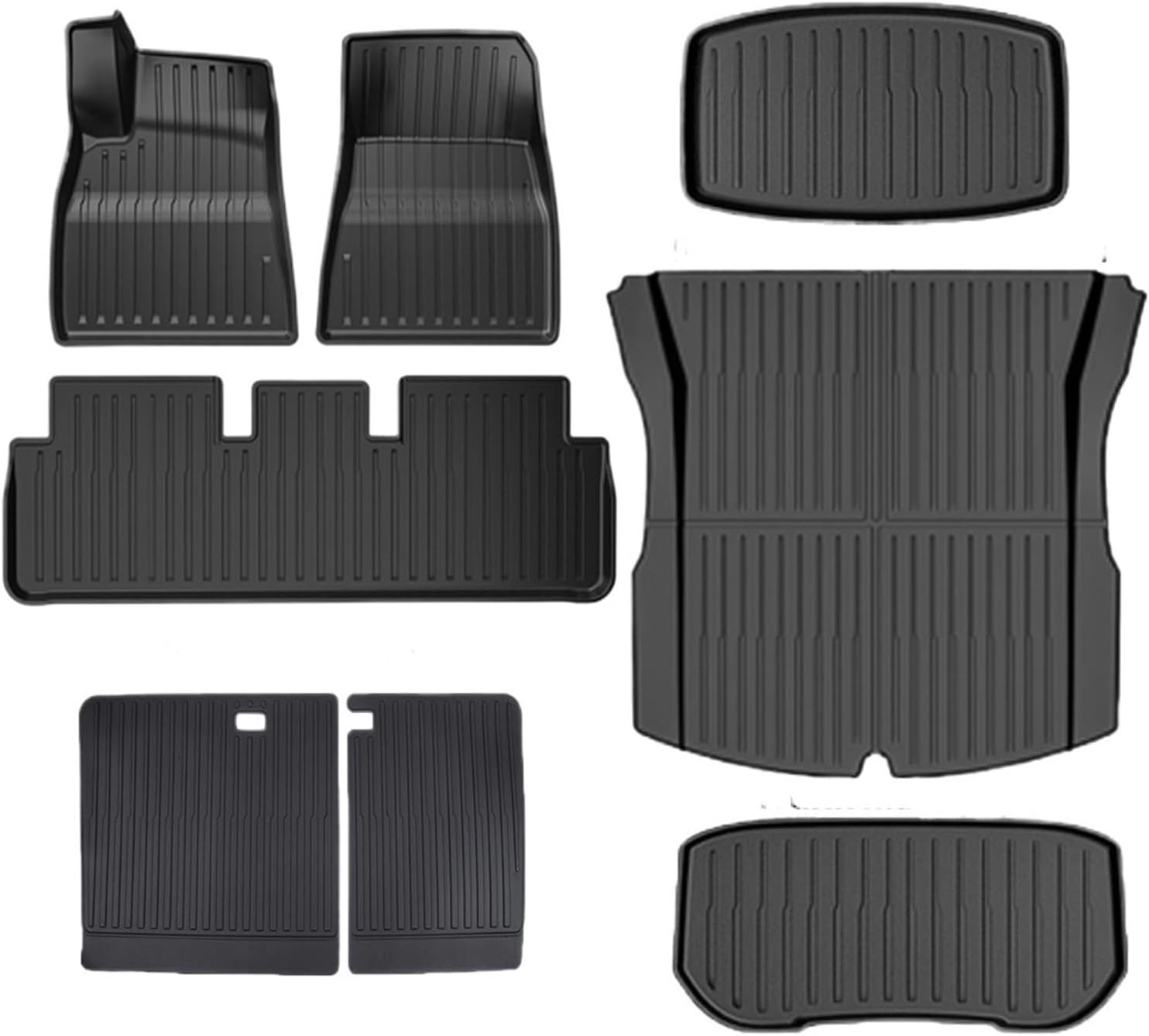 Floor Mats 2024 Compatible with Tesla Model 3 Highland,TPE All Weather Protection Cargo Liner Floor Mats and Cargo Trunk Mats Accessorie(M3 2024 8pcs)