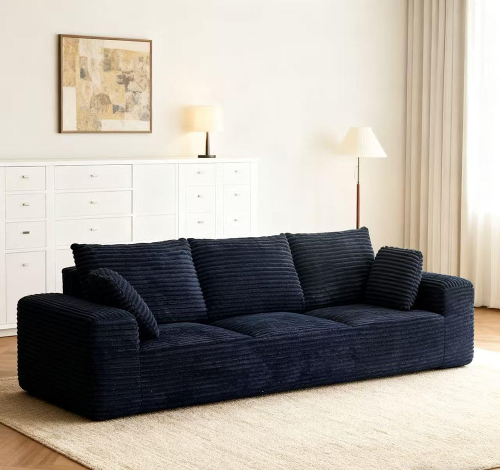 104.3' Modular Sectional Cloud Couch, Boneless Couches for Living Room, 3 Seater Modern Lounge Couch, No Assembly Required, Black