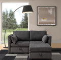 asunflower Loveseat with Ottoman Small Couch with Storage Seats Modular Loveseat Sofa for Small Spaces Convertible L Shaped 2 Seater Sectional Sofa for Office,Bedroom,Dorm(Dark Grey)