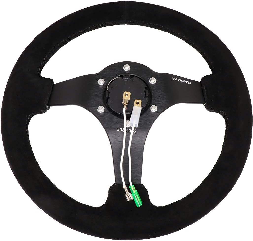 Auto Dynasty NRG Innovations ReinCompatible withced RST-033BK-S 330mm 3' Deep Dish Black Suede Racing Steering Wheel