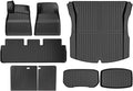 Compatible with Tesla Model 3 Highland 2024 Floor Mats and Cargo Liner, WP Anti-Slip Trunk Mat TPE Backrest Pads Accessories(6PCS Blanket Set)
