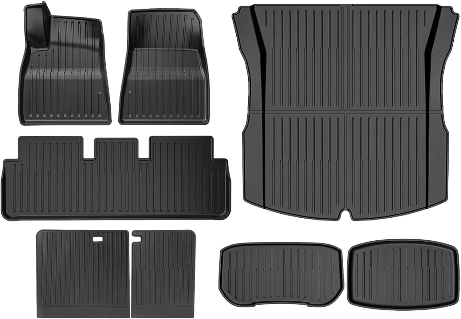 Compatible with Tesla Model 3 Highland 2024 Floor Mats and Cargo Liner, WP Anti-Slip Trunk Mat TPE Backrest Pads Accessories(6PCS Blanket Set)