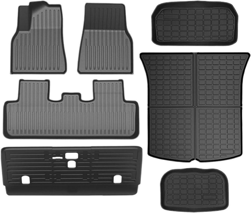 Floor Mat Cargo Liner 2020-2023 Accessories Compatible with Tesla Model Y 7 Seater and Model Y 5 Seat All Weather TPE Waterproof Anti-Slip(Y-5-Seat FTK-7-LHD)