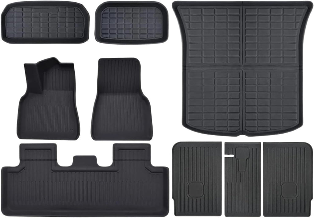 XPE Floor Mats Compatible with Tesla Model 3 Highland 2024 Model Y 2024-2017, All Weather Cargo Liner Floor Mats and Cargo Trunk Mats(9PCS My 17-24)