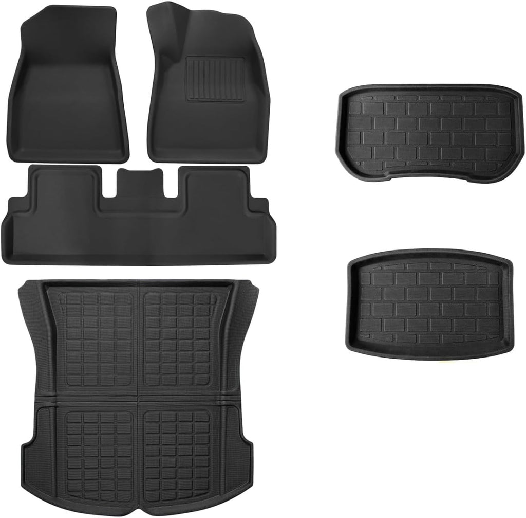 Compatible with Tesla Model 3 Highland 2024 XPE Floor Mats, All Weather 3D WP Scratch Resistant Trunk Mat Cargo Liner Backrest Mats(6PCS RHD Floor Mats)