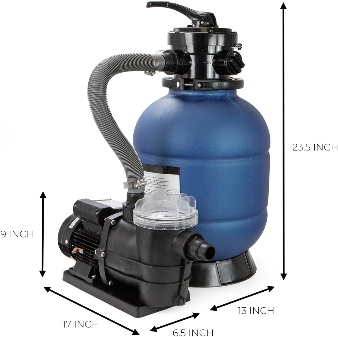 XtremepowerUS 13' Sand Filter 0.75 HP Pool Pump 4 Way Valve for Above Ground Pool Set with Stand Up To 10,000 Gallons, 2400GPH 1-1/4'NPT