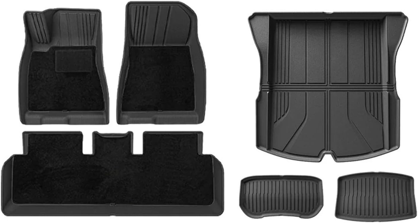 Floor Mats | Compatible with Tesla Model 3 Highland 2025 TPE All Weather Cargo Liner Water Resistant Single Double Layer Mats Accessories(DL-M3H FL 9PCS LHD)