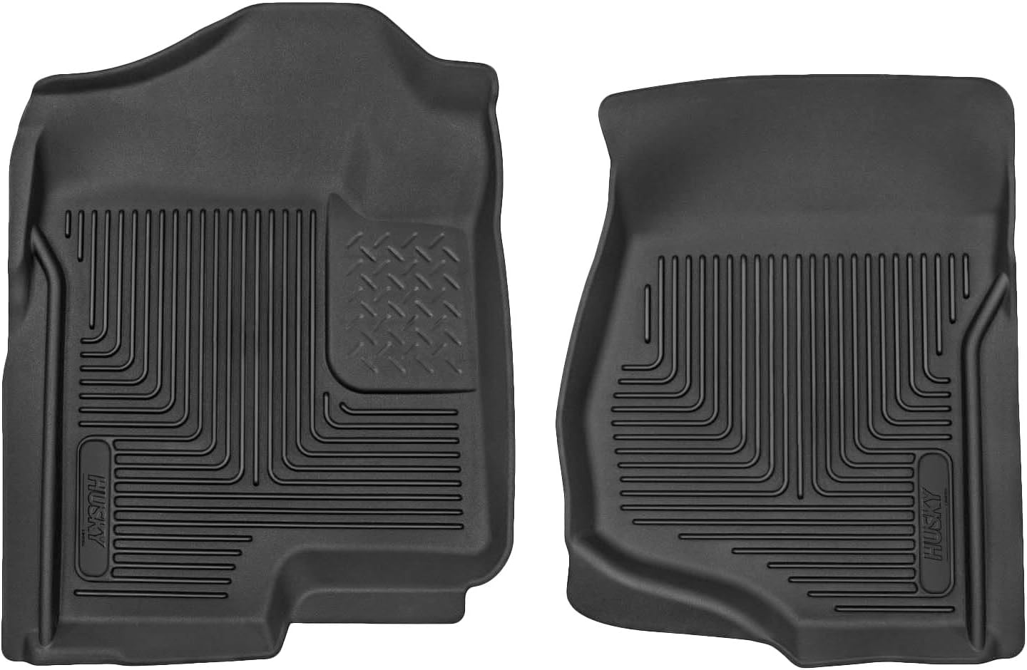 Husky Liners X-act Contour Floor Mats | Fits Various 2007-2014 Chevrolet Silverado & GMC Sierra, Suburban, Yukon, Tahoe, Cadillac Escalade (See Description) | Front Row, 2-pc Black - 53101