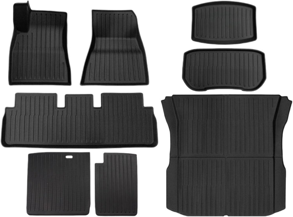 Compatible for Tesla Model 3 2024 Highland Floor Mats Cargo Liner Waterproof Anti-Slip Trunk Mat TPE Pads Left Right Rubber Accessories(LHD 8pcs)